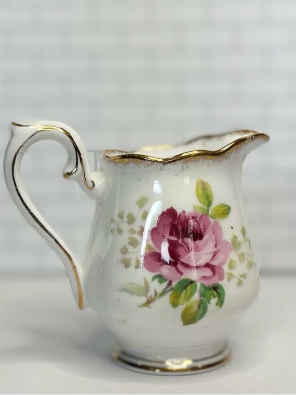 Royal Albert Pink Rose Bone China Creamer with Gold Accent